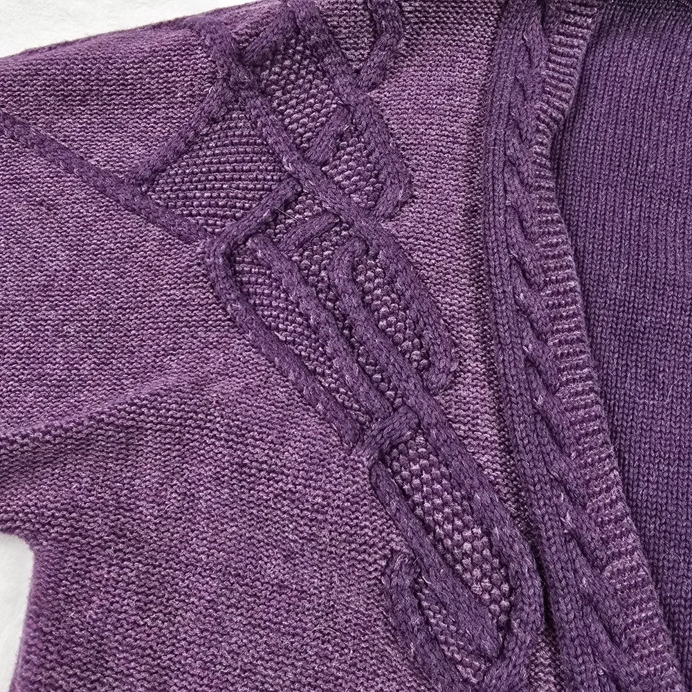 Foxcroft Cardigan Sweater Purple Tonal Design Knit 3/4 Sleeve Women's Small - Picture 6 of 11